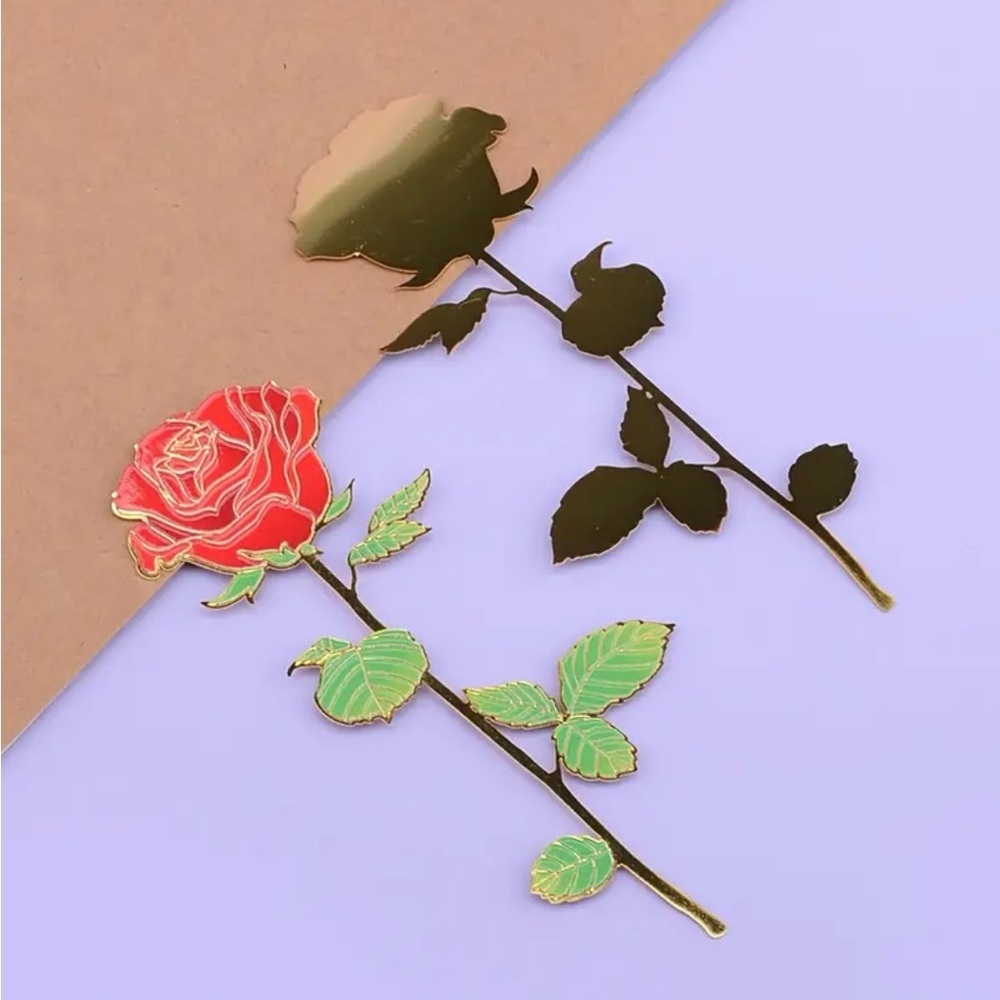 Metal Red Rose Bookmarks for the avid readers and a great gift 4.2in x 1.4in - Picture 4 of 6